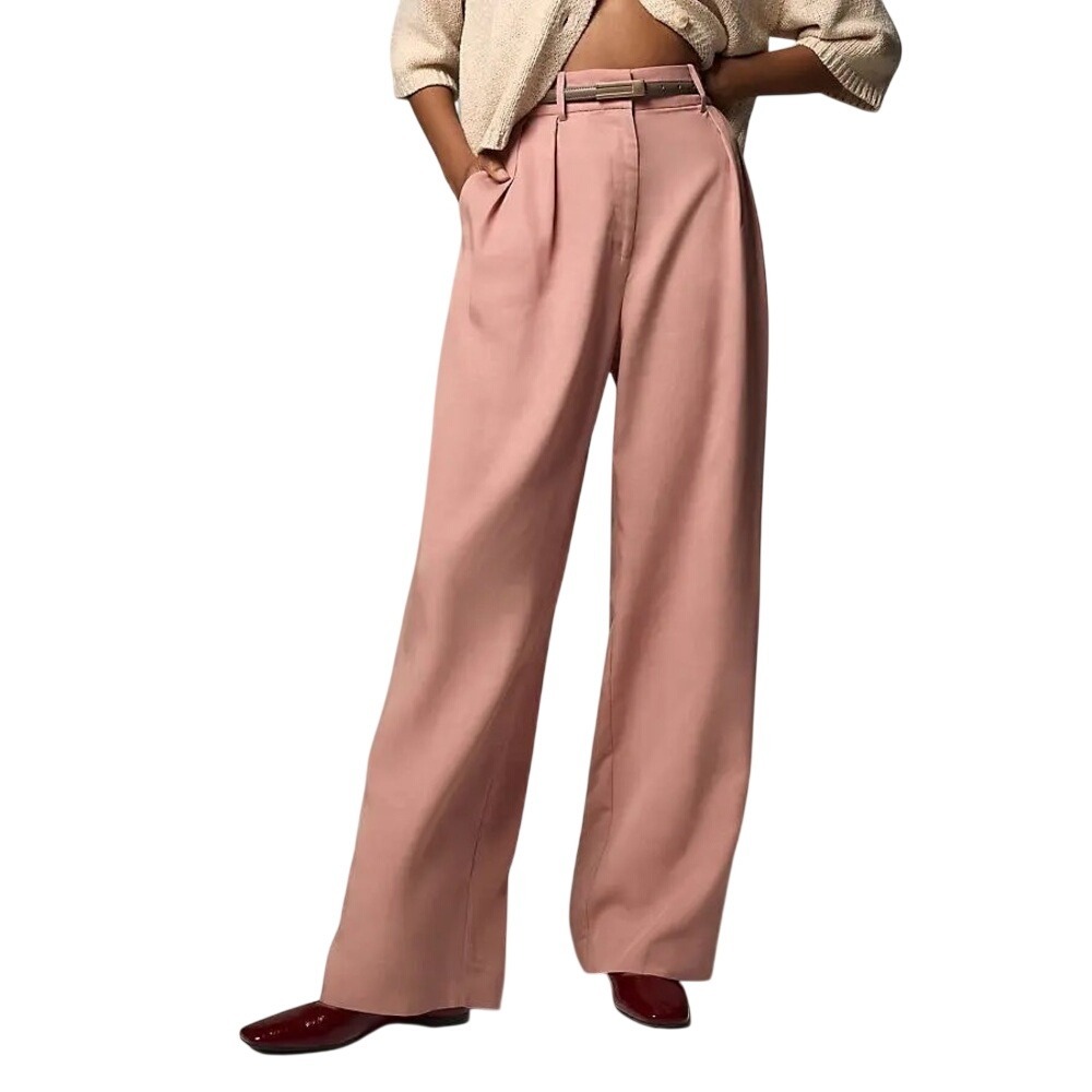 Mare Mare x Anthropologie New Size XL Dusty Rose Belted Wide Leg Trousers